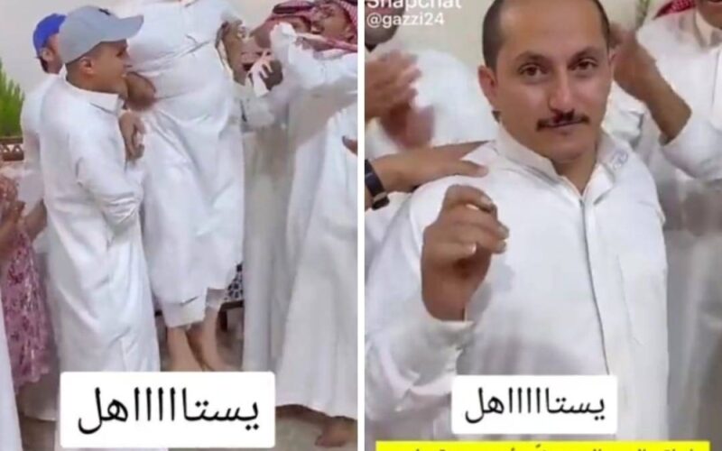شاهد بالفيديو .. أحد المشاهير السعوديين يعطي يمني 30 ألف ريال لابنه لهذا السبب .. !!